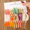 Wholesale Women's Casual Geometric Cshaped Spraypainted Plastic And Resin Earrings With Electroplating