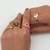 Wholesale Women's Casual Geometric Electroplated Stainless Steel Peach Heart White Diamond Ring Jewelry
