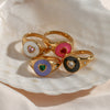 Wholesale Women's Casual Geometric Electroplated Stainless Steel Peach Heart White Diamond Ring Jewelry