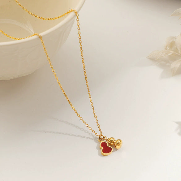 Wholesale Women's Casual Geometric Gourd Titanium Steel Necklace With Real Gold Plating In The Furnace