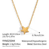 Wholesale Women's Casual Geometric Heart And Fivepointed Star Pendant Necklace In Stainless Steel With 18K Real Gold Pvd Furnace Vacuum Plating