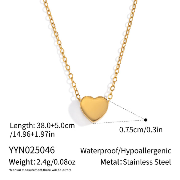 Wholesale Women's Casual Geometric Heart And Fivepointed Star Pendant Necklace In Stainless Steel With 18K Real Gold Pvd Furnace Vacuum Plating