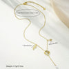Wholesale Women's Casual Geometric Leaf Pattern Stainless Steel Electroplated Necklace With Fortune Gourd Pearl Tassel And Floral Beads
