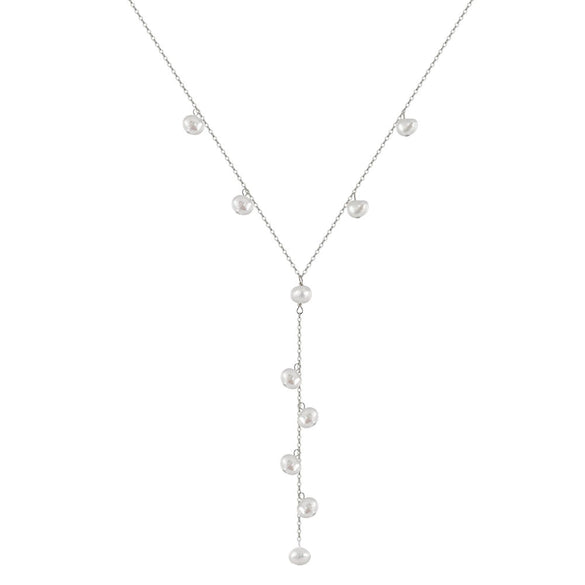 Wholesale Women's Casual Geometric Pearl Pendant Necklace With 925 Silver And Electroplating Cross Chain