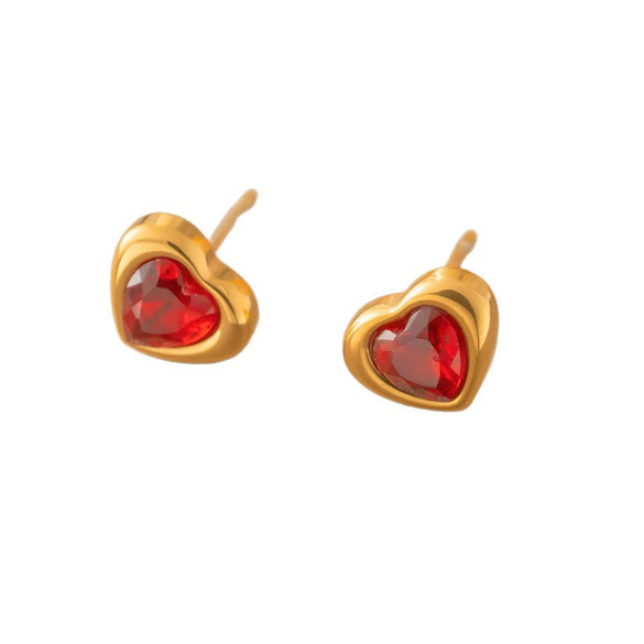 Wholesale Women's Casual Geometric Real Gold Plated Stainless Steel Titanium Steel Heartshaped Earrings Jewelry Set
