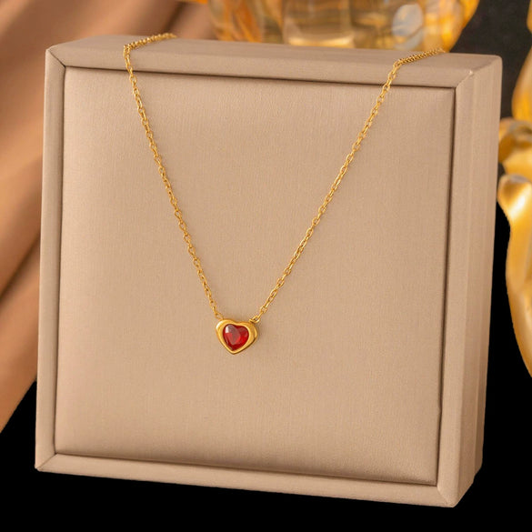 Wholesale Women's Casual Geometric Real Gold Plated Stainless Steel Titanium Steel Heartshaped Earrings Jewelry Set