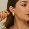 Wholesale Women's Casual Geometric Square Striped Stainless Steel Stamped Earrings