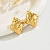 Wholesale Women's Casual Geometric Square Striped Stainless Steel Stamped Earrings