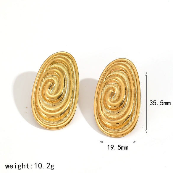 Wholesale Women's Casual Geometric Stainless Steel Earrings With Pvd Furnace Vacuum Real Gold Plating