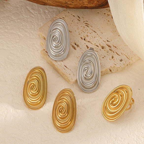 Wholesale Women's Casual Geometric Stainless Steel Earrings With Pvd Furnace Vacuum Real Gold Plating