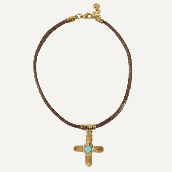 Wholesale Women's Casual Geometric Stainless Steel Electroplated Cross Pendant Necklace