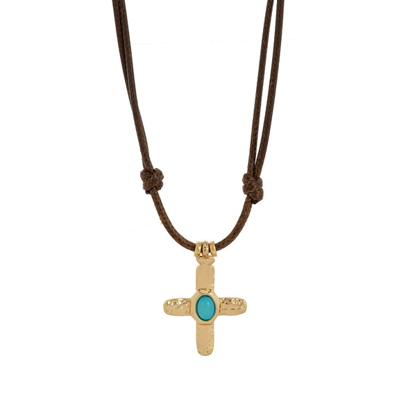 Wholesale Women's Casual Geometric Stainless Steel Electroplated Cross Pendant Necklace