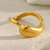 Wholesale Women's Casual Geometric Stainless Steel Electroplated 18K Gold Asymmetrical Twisted Ring