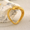 Wholesale Women's Casual Geometric Stainless Steel Electroplated 18K Gold Asymmetrical Twisted Ring