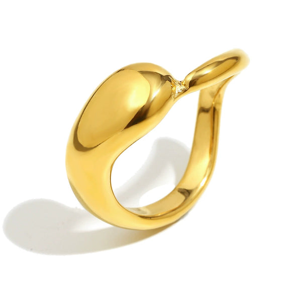 Wholesale Women's Casual Geometric Stainless Steel Electroplated 18K Gold Asymmetrical Twisted Ring