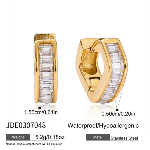 Wholesale Women's Casual Geometric Stainless Steel Electroplated Square Rhinestone Asymmetrical Earrings