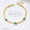Wholesale Women's Casual Geometric Stainless Steel 14K Electroplated Snake Bone Chain Inlaid With Emeralds And Black Bead Pendant Bracelet Jewelry