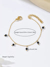 Wholesale Women's Casual Geometric Stainless Steel 14K Electroplated Snake Bone Chain Inlaid With Emeralds And Black Bead Pendant Bracelet Jewelry
