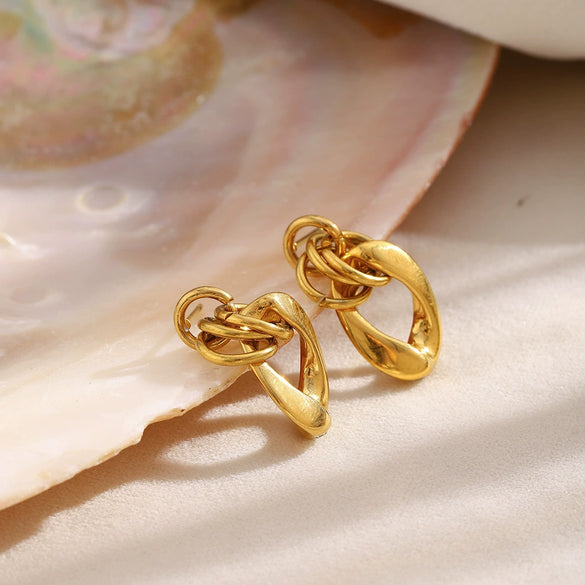 Wholesale Women's Casual Geometric Stainless Steel 18K Gold Plated Earrings