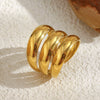 Wholesale Women's Casual Geometric Stainless Steel 18K Gold Plated Hand Jewelry Open Ring