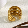 Wholesale Women's Casual Geometric Stainless Steel 18K Gold Plated Hand Jewelry Open Ring