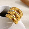 Wholesale Women's Casual Geometric Stainless Steel 18K Gold Plated Hand Jewelry Open Ring