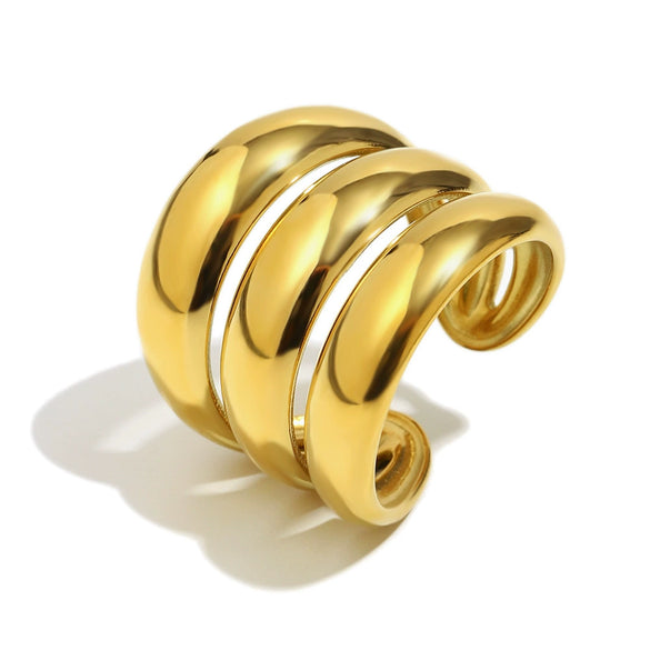 Wholesale Women's Casual Geometric Stainless Steel 18K Gold Plated Hand Jewelry Open Ring
