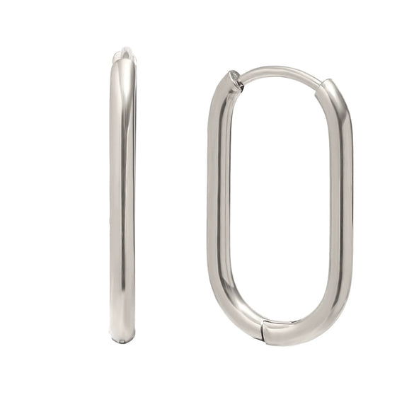 Wholesale Women's Casual Geometric Stainless Steel 18K Gold Plated Long Oshaped Earrings With Square Buckle
