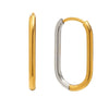 Wholesale Women's Casual Geometric Stainless Steel 18K Gold Plated Long Oshaped Earrings With Square Buckle