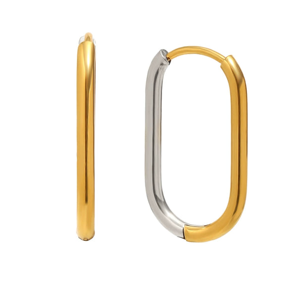 Wholesale Women's Casual Geometric Stainless Steel 18K Gold Plated Long Oshaped Earrings With Square Buckle