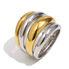 Wholesale Women's Casual Geometric Stainless Steel 18K Gold Plated Multilayer Ring