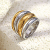 Wholesale Women's Casual Geometric Stainless Steel 18K Gold Plated Multilayer Ring