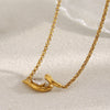 Wholesale Women's Casual Geometric Stainless Steel 18K Gold Plated Necklace With Water Drop Zircon And Round Pearl