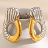 Wholesale Women's Casual Geometric Stainless Steel 18K Gold Plated Spliced Twill Ring Earrings