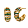 Wholesale Women's Casual Geometric Stainless Steel 18K Gold Vacuum Plated Cshaped Dot Diamond Oil Drop Earrings Jewelry
