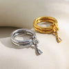 Wholesale Women's Casual Geometric Stainless Steel 18K Goldplated Handdecorated Doublelayer Ultrafine Marquise Water Drop Zirconium Ring
