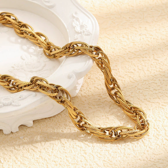 Wholesale Women's Casual Geometric Stainless Steel 18K Goldplated Handmade Necklace