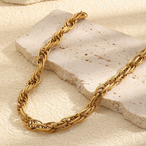 Wholesale Women's Casual Geometric Stainless Steel 18K Goldplated Handmade Necklace