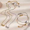 Wholesale Women's Casual Geometric Stainless Steel 18K Goldplated Letter Number Text Diamondstudded Bracelet Necklace