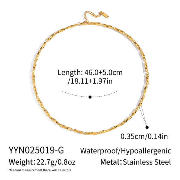 Wholesale Women's Casual Geometric Stainless Steel Necklace With 18K Real Gold Pvd Furnace Vacuum Plating