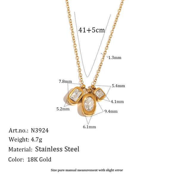 Wholesale Women's Casual Geometric Stainless Steel Necklace With Pvd Furnace Vacuum Real Gold Plating