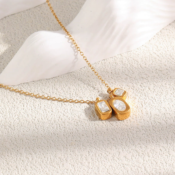 Wholesale Women's Casual Geometric Stainless Steel Necklace With Pvd Furnace Vacuum Real Gold Plating