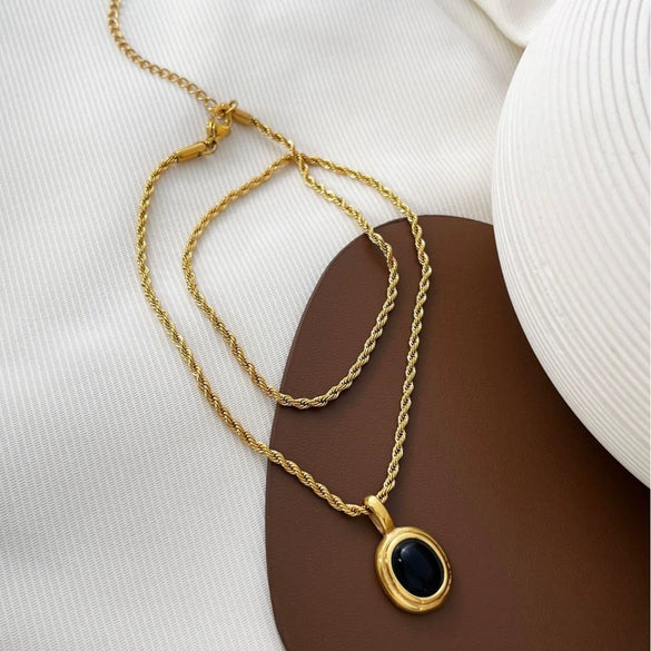 Wholesale Women's Casual Geometric Stainless Steel Polished Plating Pendant Necklace With Twist Chain