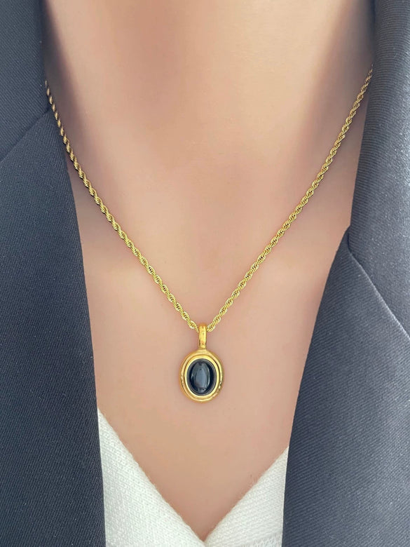 Wholesale Women's Casual Geometric Stainless Steel Polished Plating Pendant Necklace With Twist Chain