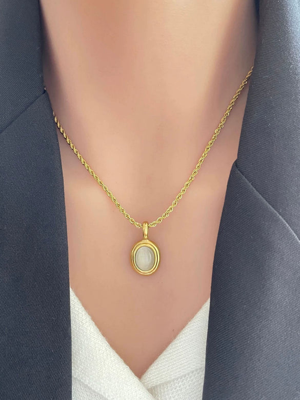 Wholesale Women's Casual Geometric Stainless Steel Polished Plating Pendant Necklace With Twist Chain