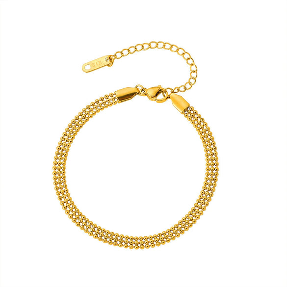 Wholesale Women's Casual Geometric Titanium Steel Real Gold Plated Wax Rope Chain Necklace