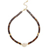 Wholesale Women's Casual Handmade Stainless Steel And Resin Leopard Print Beaded Clavicle Chain