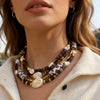 Wholesale Women's Casual Handmade Stainless Steel And Resin Leopard Print Beaded Clavicle Chain