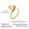 Wholesale Women's Casual Heart Shape Stainless Steel Diamondencrusted Open Ring With Pvd Furnace Vacuum Real Gold Plating