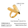 Wholesale Women's Casual Heart Shape Stainless Steel Diamondencrusted Open Ring With Pvd Furnace Vacuum Real Gold Plating